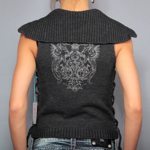 English Rose - Sleeveless Sweater Zip Up Collar - Picture 2 of 8